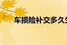 车损险补交多久生效 车损险多久生效