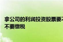 拿公司的利润投资股票要不要缴税 拿公司的利润投资股票要不要缴税