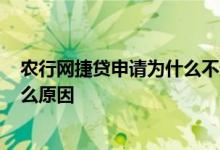 农行网捷贷申请为什么不通过? 农行网捷贷申请被拒了是什么原因