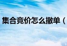 集合竞价怎么撤单（集合竞价阶段撤单规则）
