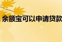 余额宝可以申请贷款吗（余额宝可以贷款吗）