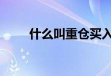 什么叫重仓买入 重仓买入什么意思