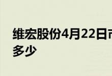 维宏股份4月22日市值24.18亿股票市盈率是多少