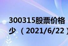 300315股票价格（300315股票价格今天多少 （2021/6/22））
