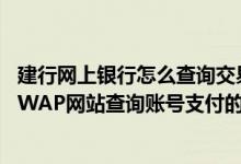建行网上银行怎么查询交易明细 建设银行：我如何通过建行WAP网站查询账号支付的明细信息