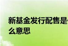 新基金发行配售是什么意思 新发基金配售什么意思