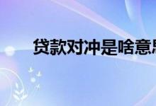 贷款对冲是啥意思 贷款对冲是啥意思