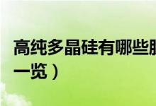 高纯多晶硅有哪些股票（高纯多晶硅概念股票一览）