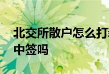 北交所散户怎么打新股中签高 散户打新股能中签吗