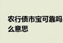 农行债市宝可靠吗 农行债市宝买入全价是什么意思