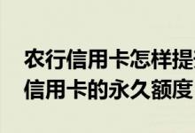农行信用卡怎样提升永久额度 如何提高农行信用卡的永久额度