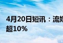 4月20日短讯：流媒体概念股报涨云赛智联涨超10%