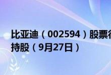比亚迪（002594）股票行情：中长期仍处于上升趋势考虑持股（9月27日）