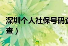 深圳个人社保号码查询（深圳个人社保号怎么查）