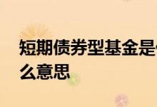 短期债券型基金是什么意思 短债型基金是什么意思