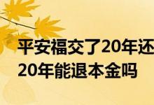 平安福交了20年还能拿回本金吗 平安福交完20年能退本金吗