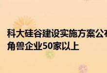 科大硅谷建设实施方案公布到2025年力争培育上市公司和独角兽企业50家以上