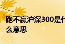 跑不赢沪深300是什么意思 跑赢沪深300是什么意思