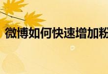 微博如何快速增加粉丝 怎么样增加微博粉丝