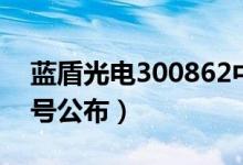 蓝盾光电300862中签号查询（300862中签号公布）