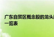广东自贸区概念股的龙头股都有哪些广东自贸区概念股龙头一览表