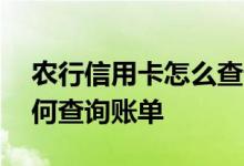 农行信用卡怎么查询账单明细 农行信用卡如何查询账单