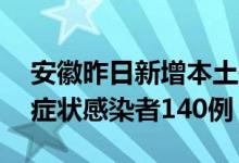 安徽昨日新增本土确诊病例17例新增本土无症状感染者140例