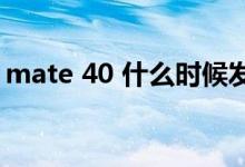 mate 40 什么时候发布（mate40发布时间）