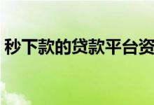 秒下款的贷款平台资料（秒下款的贷款平台）
