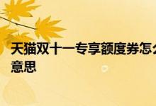 天猫双十一专享额度券怎么使用 天猫双十一专享额度券什么意思