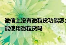 微信上没有微粒贷功能怎么办 在微信和手Q没有入口 是还不能使用微粒贷吗