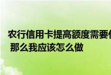 农行信用卡提高额度需要什么条件 我想提升农行信用卡额度 那么我应该怎么做