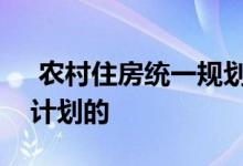  农村住房统一规划有什么好处？本来是这样计划的 