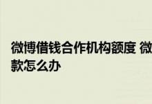 微博借钱合作机构额度 微博借钱因合作金融机构限制还不了款怎么办