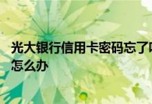 光大银行信用卡密码忘了咋办 光大银行信用卡申请资料忘了怎么办