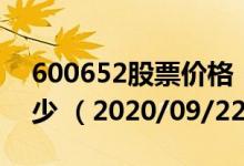 600652股票价格（600652股票价格今天多少 （2020/09/22））