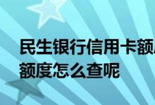 民生银行信用卡额度怎么看 民生银行信用卡额度怎么查呢