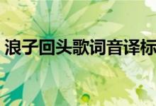 浪子回头歌词音译标准（浪子回头歌词音译）