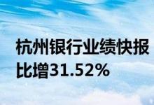 杭州银行业绩快报：上半年净利65.85亿元同比增31.52%