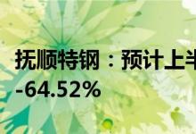 抚顺特钢：预计上半年净利润同比减少50.6%-64.52%
