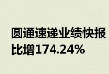 圆通速递业绩快报：上半年净利17.71亿元同比增174.24%