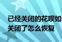 已经关闭的花呗如何恢复 支付宝的花呗怎么关闭了怎么恢复