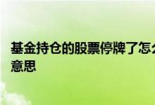 基金持仓的股票停牌了怎么算净值 基金中的持仓停牌是什么意思