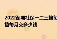 2022深圳社保一二三档每月缴费标准 2022深圳社保一二三档每月交多少钱 