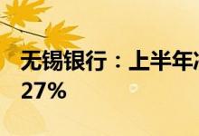 无锡银行：上半年净利润10.2亿元同比增30.27%
