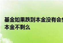 基金如果跌到本金没有会负数吗 中高风险基金会跌至负数至本金不剩么