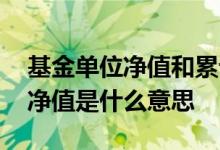 基金单位净值和累计净值什么意思 基金里的净值是什么意思