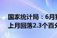 国家统计局：6月猪肉价格环比上涨2.9%比上月回落2.3个百分点