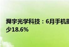 舜宇光学科技：6月手机摄像模组出货量4034.5万件环比减少18.6%