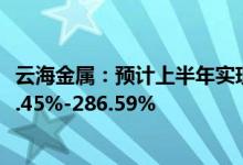 云海金属：预计上半年实现净利5亿元-5.5亿元同比增长251.45%-286.59%